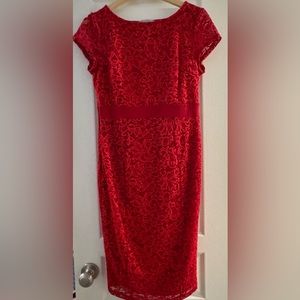 Kimi and Kai Red Lace Midi Maternity Dress Size XS